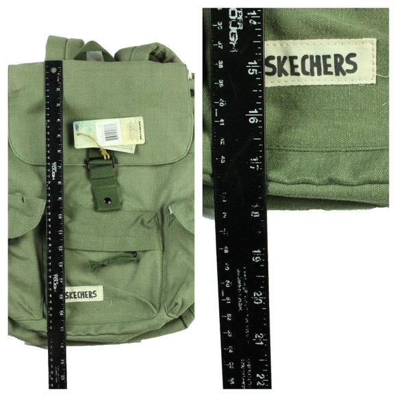 Sketchers Olive Canvas Backpack 100% Cotton - Picture 2 of 10